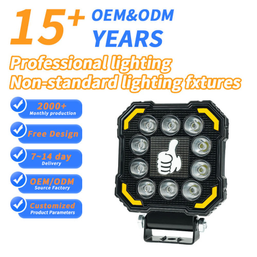 LiuHJG square Motorcycle Led Spotlight Led Work Light 10 Lens 12-80V Led Fog Light White Color with Flash