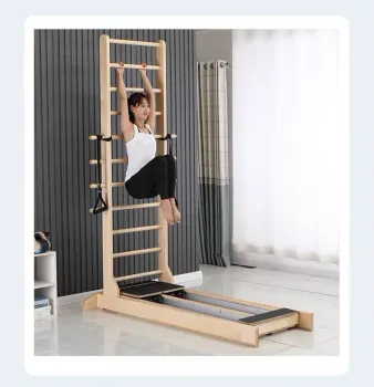 Advanced Pilates Reformer Training with Maple Wood Two-way Sliding Ladder for Fitness and Body Building