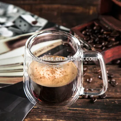 Wholesale Double Wall Clear Pyrex Glass Coffee Cup