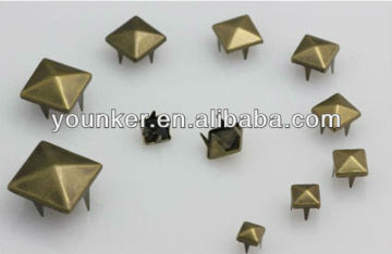 Fashion Iron and Brass metal Pyramid NailHeads with prong for garment, bag, shoe