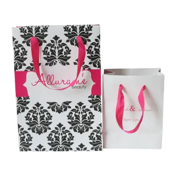 Red Ribbon Handle Coated Paper Shopping Bag