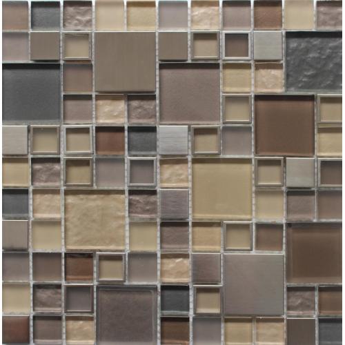 Brown Glass Mixed Stone Mosaic Tile