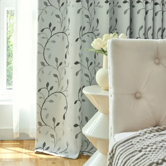 Stylish Jacquard Curtains with Blackout Window Tulle Curtain Rings for the Living Room