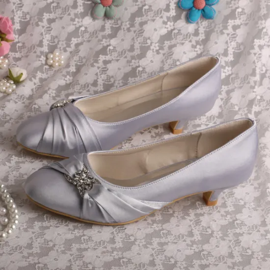 Silver Wedding Heels Closed Toe