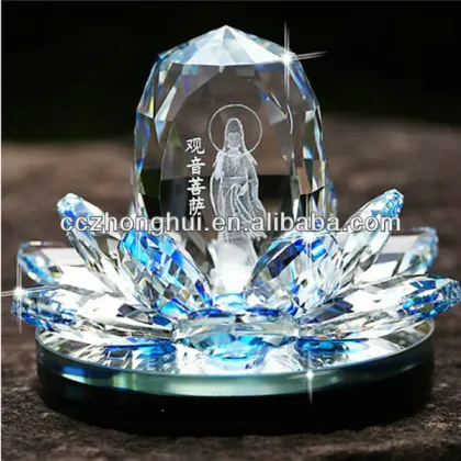 2016 K9 clear crystal lotus flower for feng shui gifts