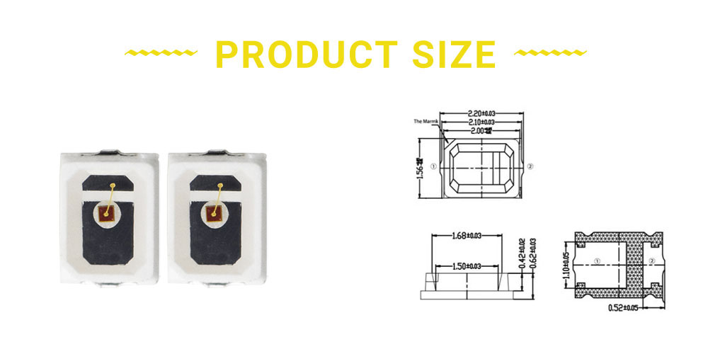 Size of yellow standard LED SMD