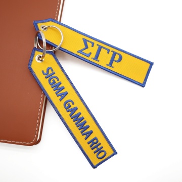 Custom Sigma Gamma Rho Greek Letter Embroidered Keychain and Key Tag