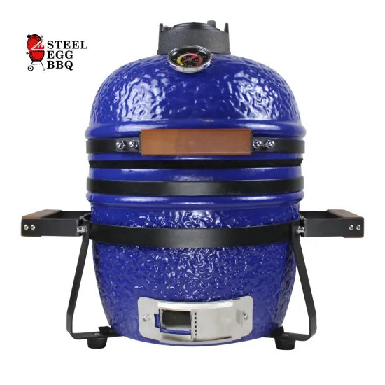 SEB KAMADO Blue 13inch Charcoal Barbecue Grill Outdoor Portable Foldable Charcoal Mini Bbq Grill