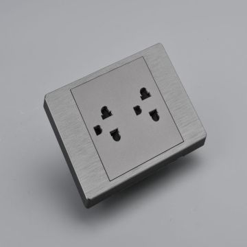 YUNDUO Home Modern Golden Brushed 16A 220V 6 Pin AC Electrical Power Socket Wall Outlet