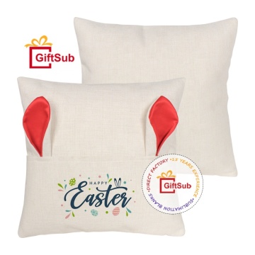 Aangepaste Pasen Decor: gepersonaliseerde logo -geprinte kussenslopen - 40x40cm linnen, met pocketontwerp van konijnenoren