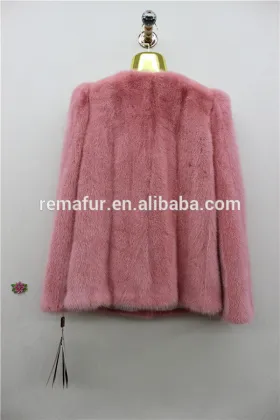 Pink Color Real Mink Coat