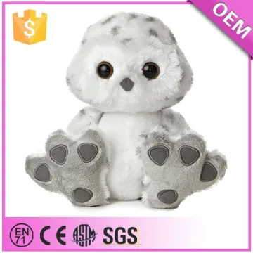 Big foot custom fluffy cute white owl plush toy wholesale, owl stuffed animal