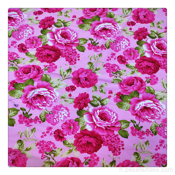 tissu satiné imprimé en coton rose vif imprime en tissu floral imprimé floral