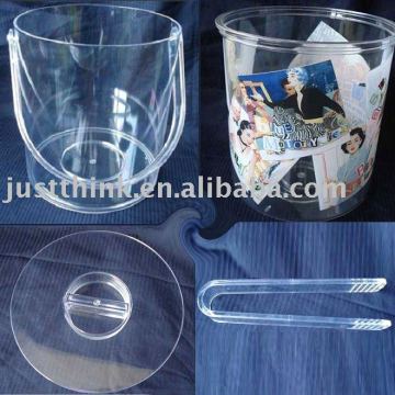 two-tier plastic ice bucket with tongs