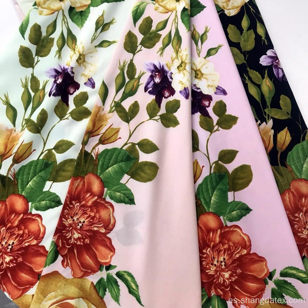 Diseño de borde de flores Estampado semidigital de rayón para vestido