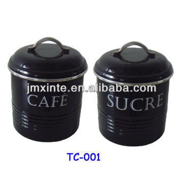 metal storge canister of coffee cans sugar cans