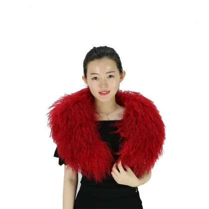 Genuine tibet lamb fur collar white black mongolian fur collar