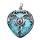 Turquoise Heart Antique Silver Double Dragon Stone Pendant (32x42mm) Necklace 45cm Black Cord