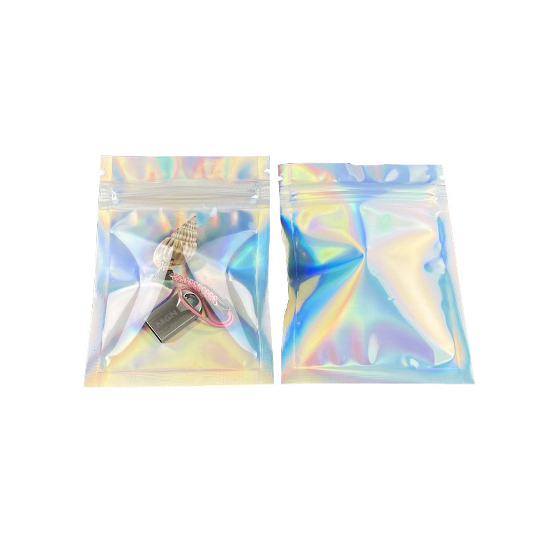 Holographic Zip lock Packaging colorful Laser Mylar Bags