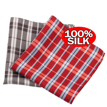 2024 Hot Selling Handmade Pure Silk Plaid Pocket Square