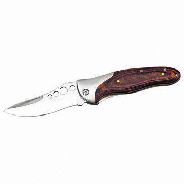 Folding Pocket Knife with Wooden Handle