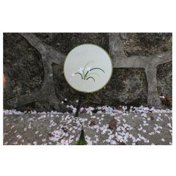 Wholesale High-Quality Ancient Style Orchid Grass Embroidery Picture Fans for Simple Hanfu Dance