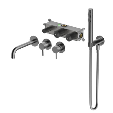 Wall Mounted Brushed Nickel Bathtub Faucet With Shower