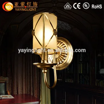 American style copper wall lamp,hallway living room minimalist copper wall lamp with glass shade