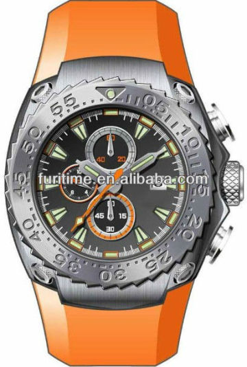 chronograph quartz watch silicone band watch steel chronograph watch