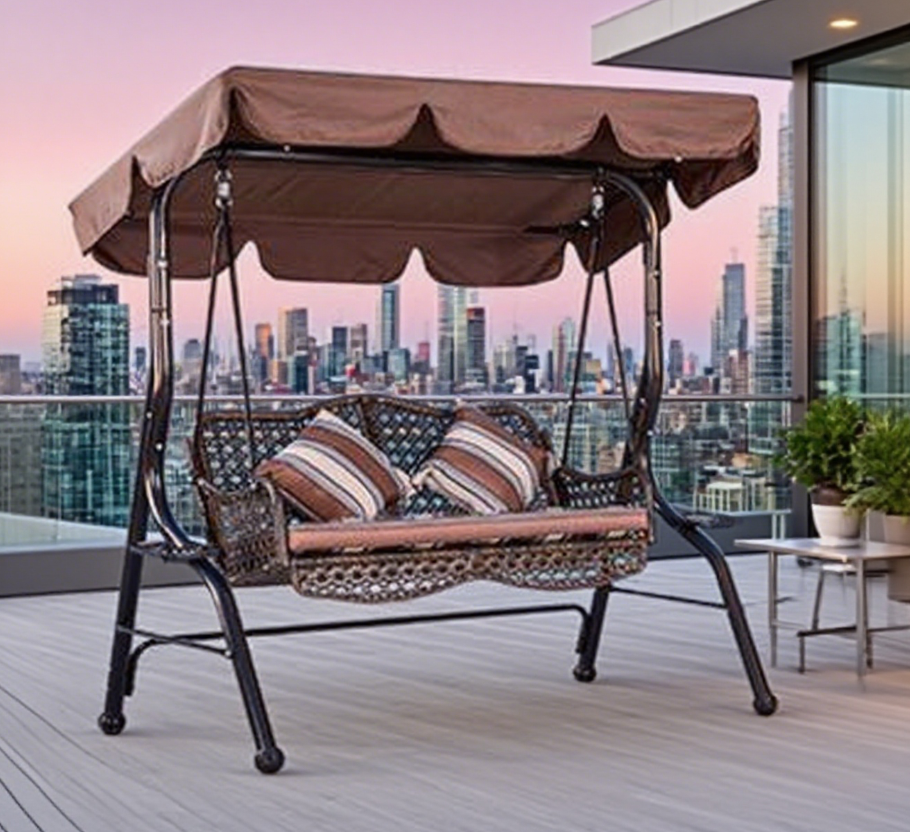 outdoor hanging chair with tent setup