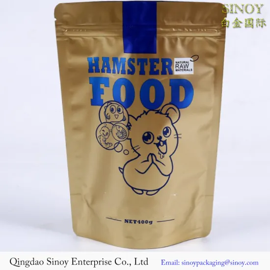 Custom zipper bag/pouch for pet food packaging (hamster/dog/cat/bird/fish), stand up bag manufacturer