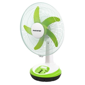 Emergency Solar-Powered AC/DC Rechargeable 14 Inch Table Fan with Light