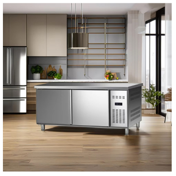 Double Door Stainless Steel Workbench with Refrigeration - Freezer and Under Counter Fridge