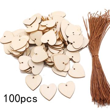 100Pcs Blank Heart Wooden Slices Wood Plaque Board for Art Crafts Birthday Reminder DIY Calendar Accessories Home Decoration