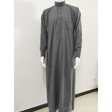 Light Gray AL-Aseel Stand Collar Thobe