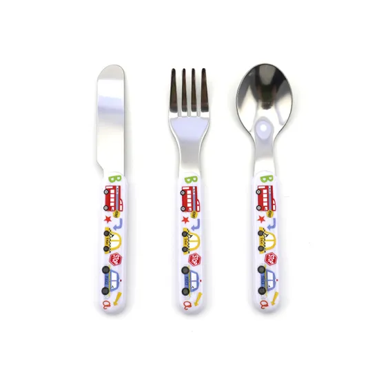 Cute Cartoon Design Children's Spoon, Fork, Knife Set: Stainless Steel Baby Kids Tableware