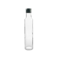 Forma redonda da garrafa de azeite de vidro vazio transparente