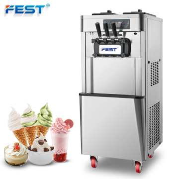 FEST Automatic Commercial Vertical Ice Cream Maker - Three Colors Soft Ice Cream Cone Machine for Sale
