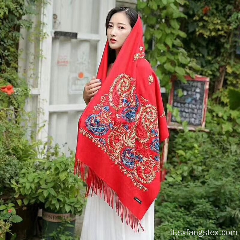 Elegante sciarpa di lana da donna ricamata musulmana
