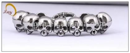 bead bracelet Fashion Jewelry 2015 Leather Stainless Steel Jewelry Skull Bracelet