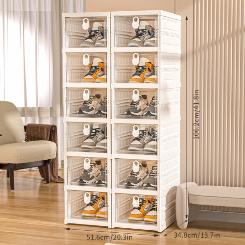 Space-Saving Foldable Shoe Cabinet with Six Layers