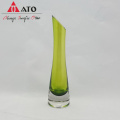 Vase en verre de boîtier vert pour décoration intérieure de fleurs