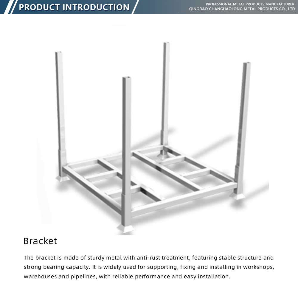 White Steel Stackable Pallet Container with Vertical Posts X