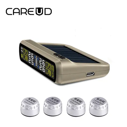 2017 CAREUD Solar Power TPMS Wireless Tire Pressure Monitoring System Car tyre Pressure Alarm System With LCD Color Display