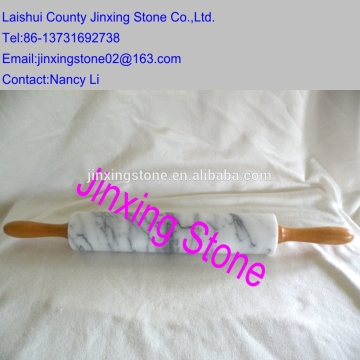 Stone Rolling Pin in Grey Marble With Wooden Handles