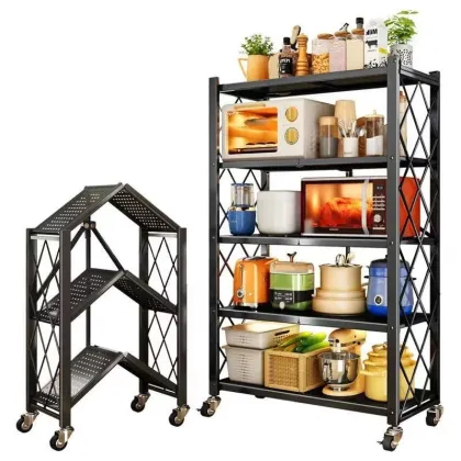 Metal Storage Rack for Kitchen Appliances: Microwave, Oven, Baking Sheet, Toaster, Juicer