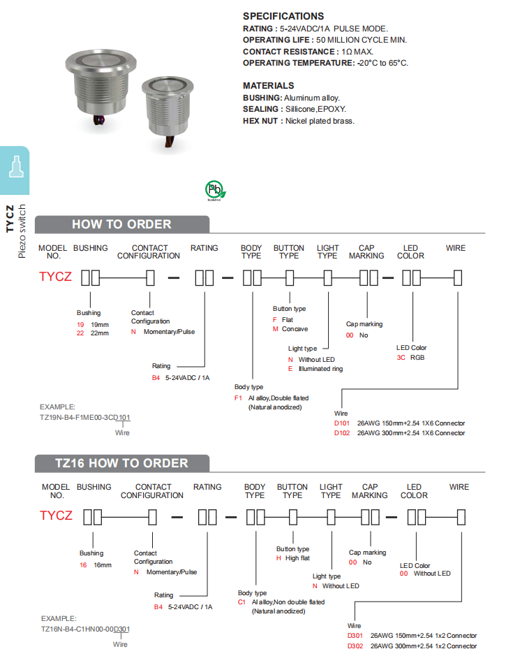  LED Control Piezo Switch