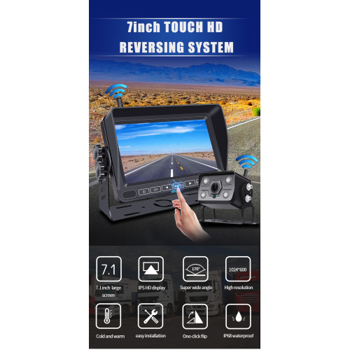 2022 New Arrival Universal 2.4G Car Wireless Camera System with 7 Inch Touch Button IPS AHD Monitor for Bus Truck Vehicle Reversing