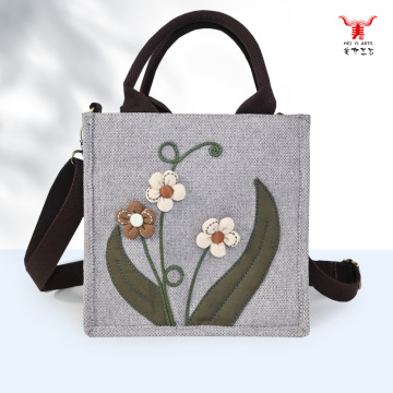 3D 五瓣花亞麻多種斜背包