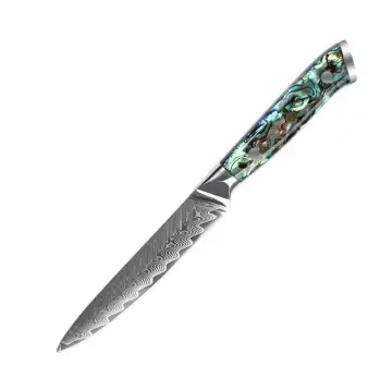 5 Inch Kitchen Utility Knife: Damascus Steel, VG10 Japanese Steel, 67-Layer Abalone Handle